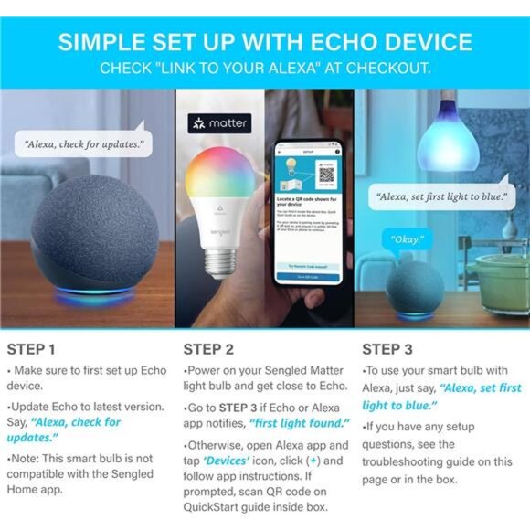 Sengled LED Smart Light Bulb (A19), Matter-Enabled, Multicolor, Works - Picture 11 of 14